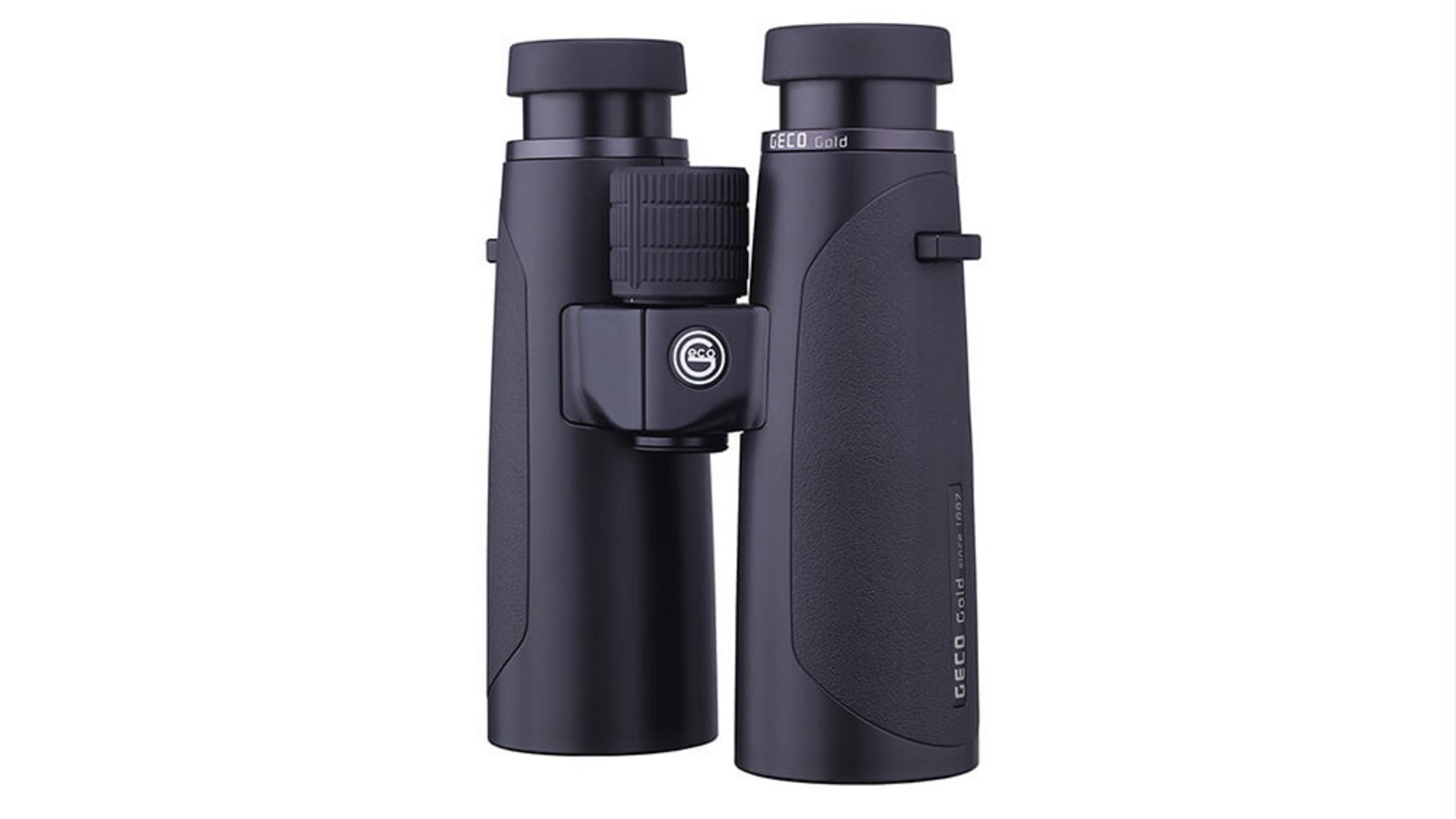 Image of the GECO Binocular Gold 10x42 Black in standing position