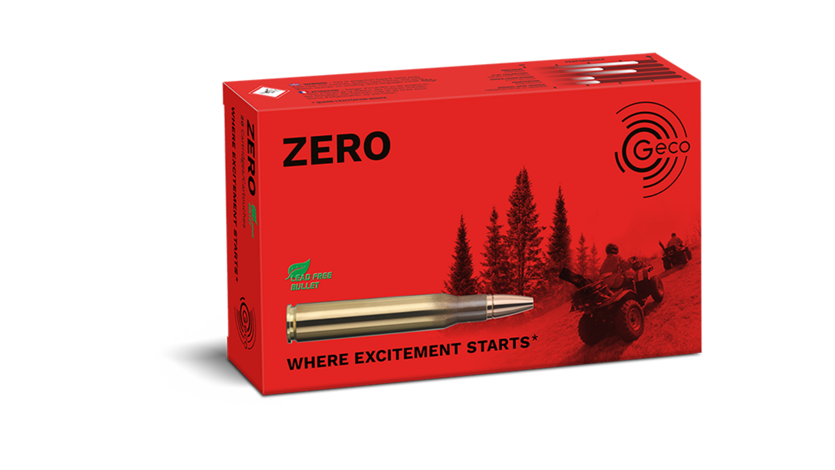 Frontview of packaging of GECO .300 Win. Mag. ZERO 8,8g