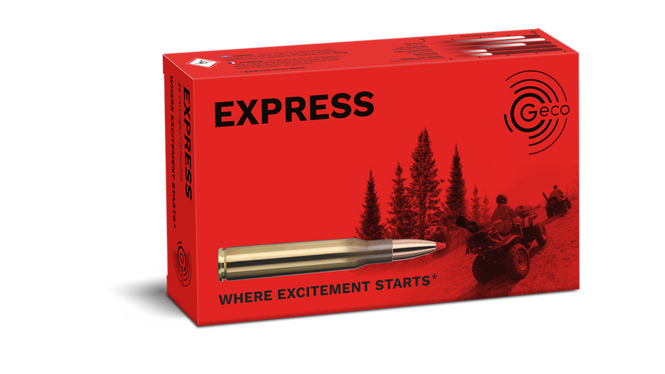 Frontview of packaging of GECO 7mm Rem. Mag. Express 10,0g