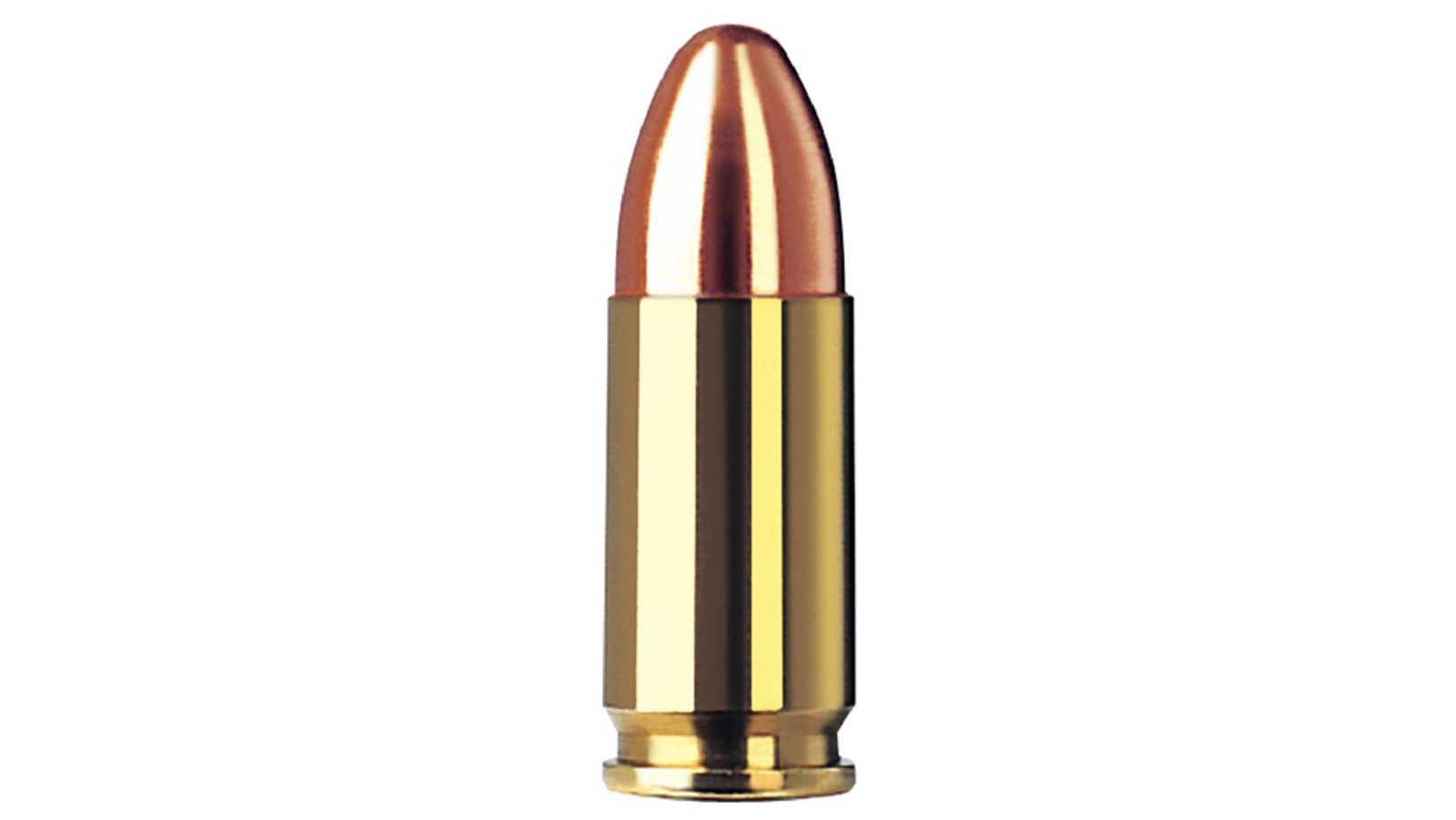 Single bullet view of GECO 9mm Luger Full Metal Jacket 8,0g