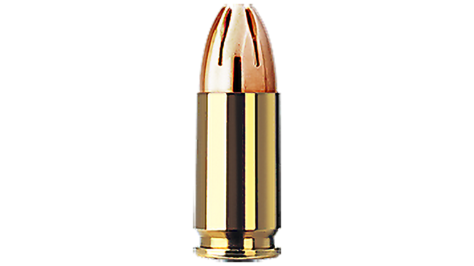 Single bullet view of GECO 9 mm Luger Hexagon 8,0g