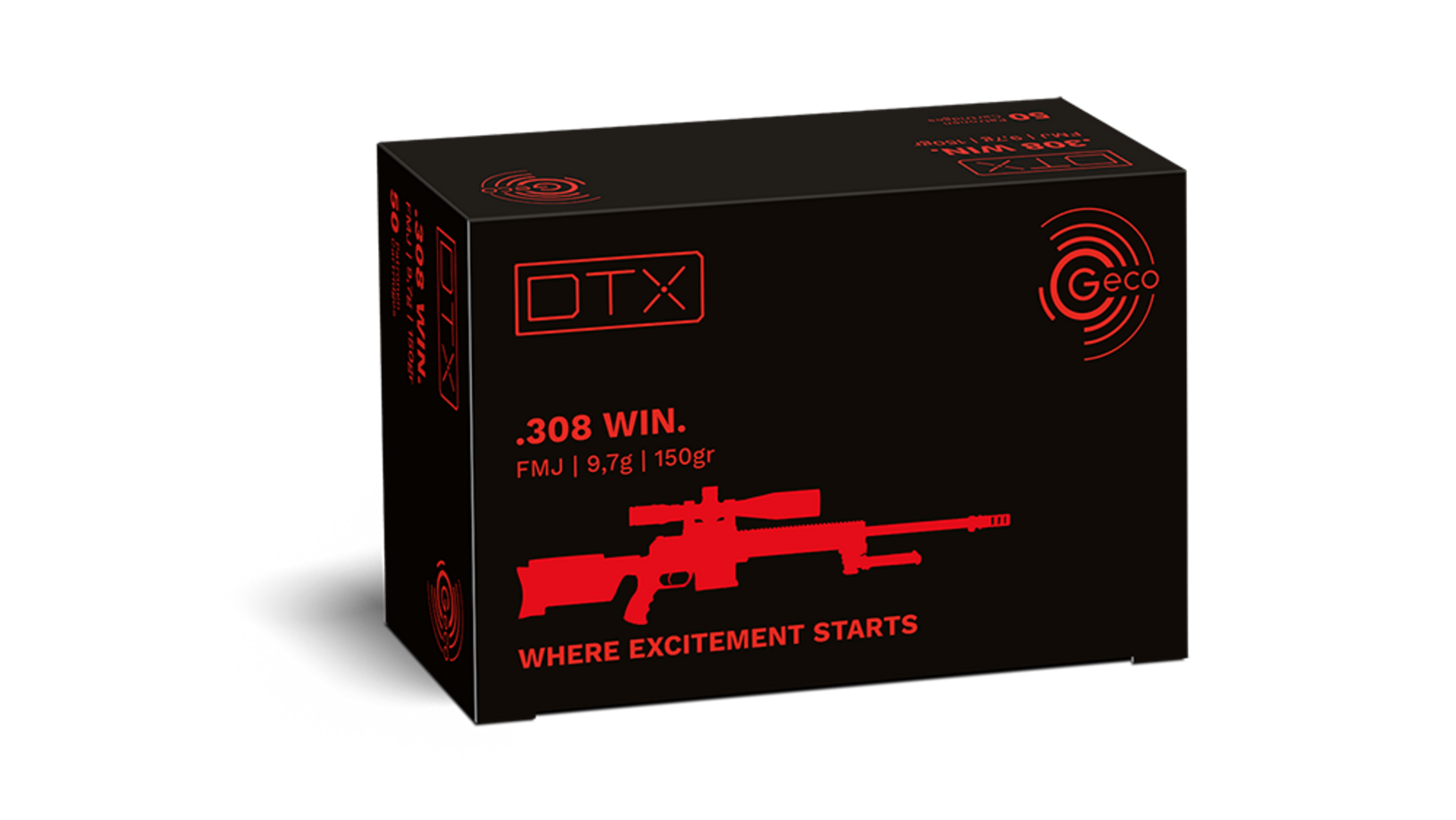 Frontview of packaging of GECO .308 Win. DTX 9,7g