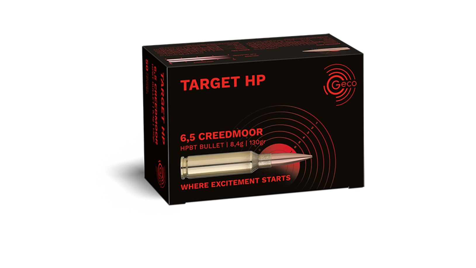Frontview of packaging of GECO 6,5 Creedmoor TARGET HP 8,4g