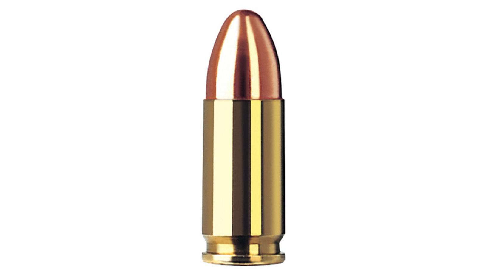 Single bullet view of GECO 9 mm Luger Encapsulated Full Metal Jacket 8,0g