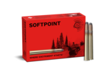Frontview of ammunition and packaging of GECO 9,3x74 R SOFTPOINT 16,5g
