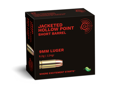 Packaging of GECO 9 mm Luger Jacketed Hollow Point 8g