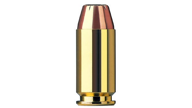 Single bullet view of GECO .45 AUTO Jacketed Hollow Point 14,9g