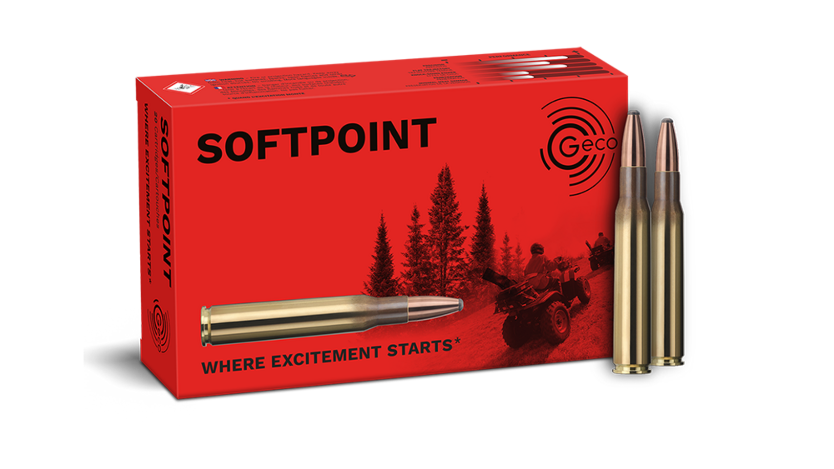 Frontview of ammunition and packaging of GECO .30-06 SOFTPOINT 11,0g