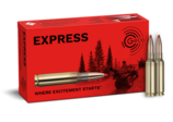 Frontview of ammunition and packaging of GECO 6,5 Creedmoor EXPRESS 9,1g