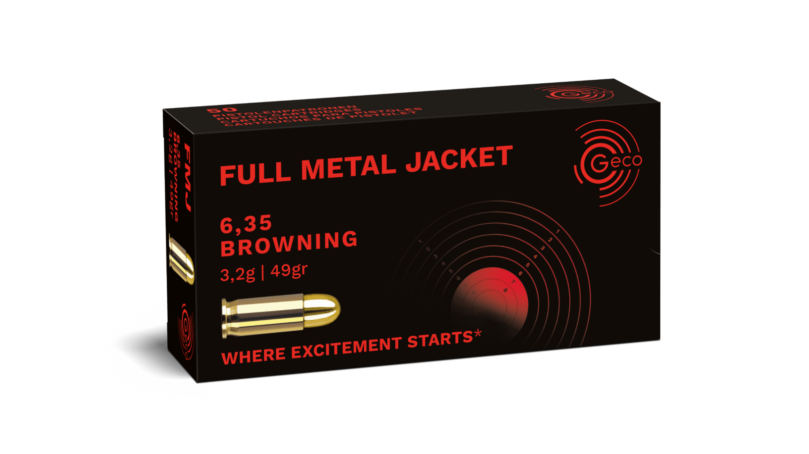 Packaging of GECO 6,35 Browning 3,2g Full Metal Jacket
