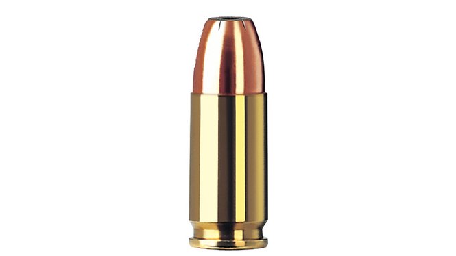 Single bullet view of GECO 9 mm Luger Jacketed Hollow Point 7,5g
