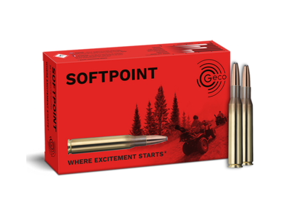 Frontview of ammunition and packaging of GECO .270 Win. Softpoint 9,1g