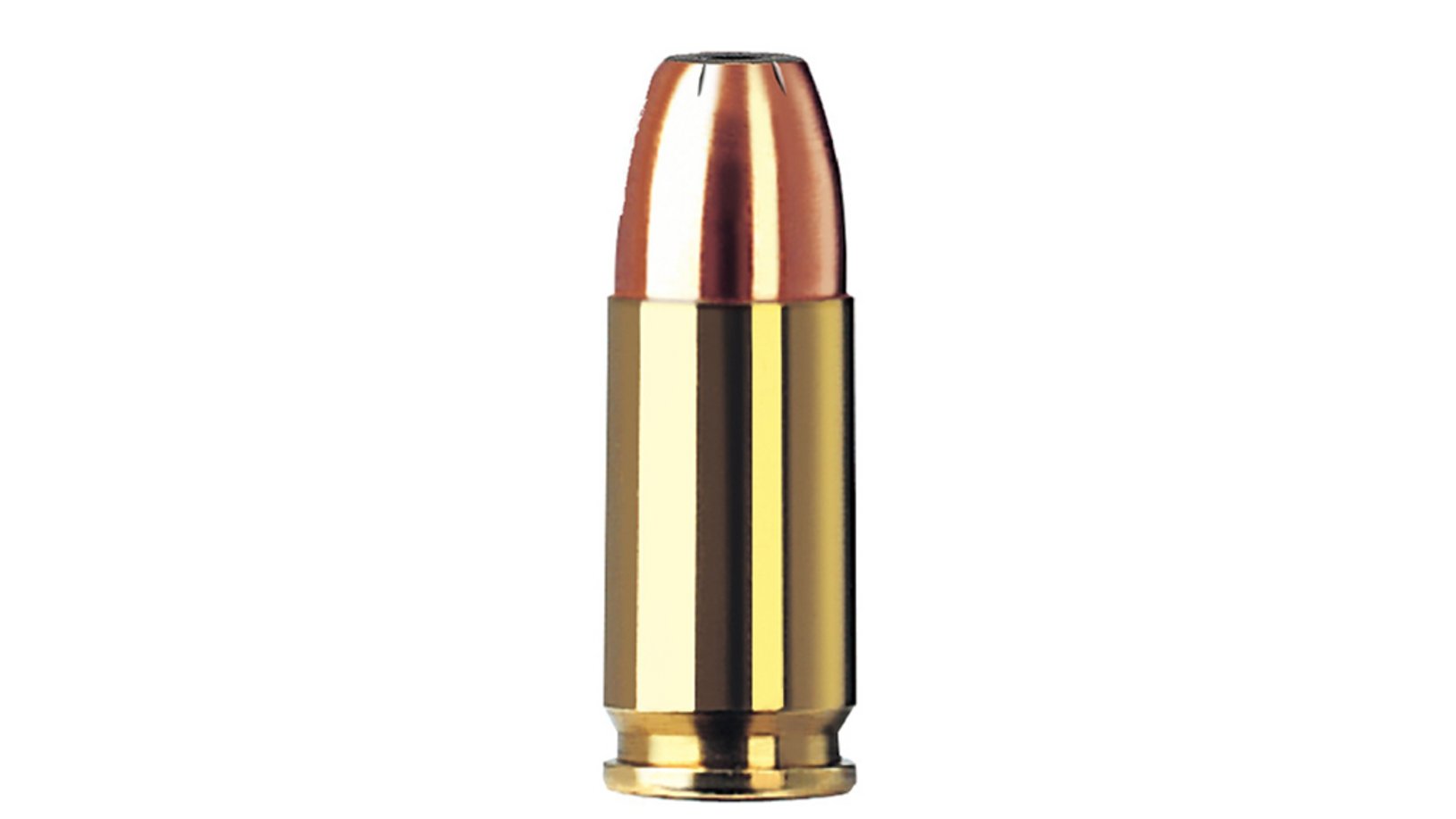 Single bullet view of GECO 9mm Luger Jacketed Hollow Point 8,0g