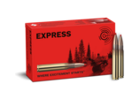 Frontview of ammunition and packaging of GECO 9,3x62 EXPRESS 16,5g
