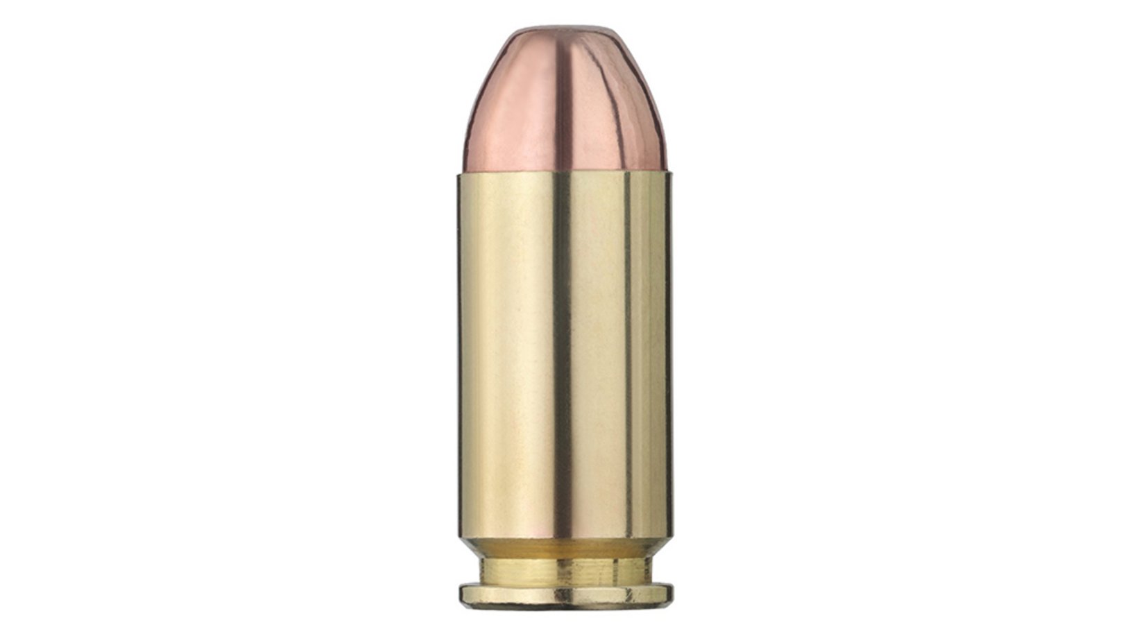 Single bullet view of GECO .40 S&W Lead Round Nose, copper-plated 10,7g