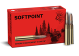 Frontview of ammunition and packaging of GECO 7x65 R SOFTPOINT 8,2g
