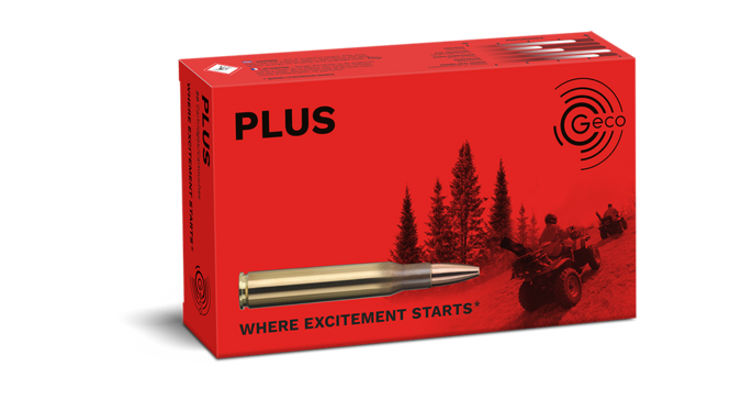 Frontview of packaging of GECO 8x57 JS PLUS 12,7g