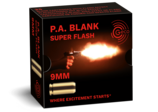 Frontview of packaging of GECO 9mm PA Blank Super Flash