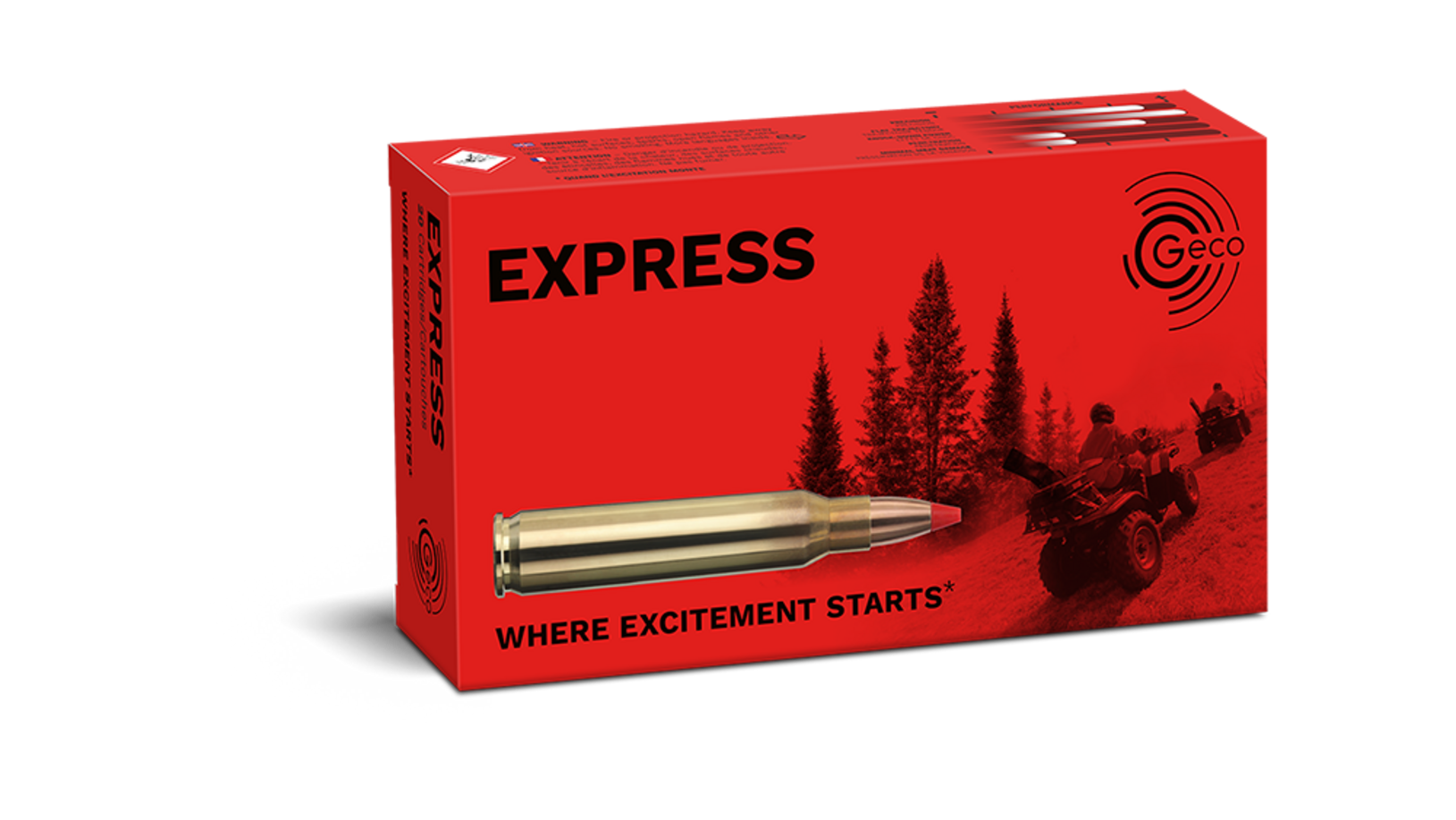 Frontview of packaging of GECO .223 Rem. EXPRESS 3,6g