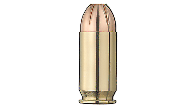 Single bullet view of GECO .45 Auto Hexagon 13,0g