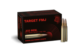 Frontview of ammunition and packaging of GECO .223 Rem. TARGET FMJ 3,6g