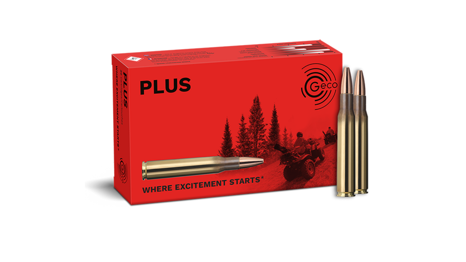 Frontview of ammunition and packaging of GECO .30-06 PLUS 11,0g
