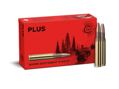 Frontview of ammunition and packaging of GECO .30-06 PLUS 11,0g