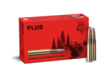 Frontview of ammunition and packaging of GECO 8x57 JRS PLUS 12,7g