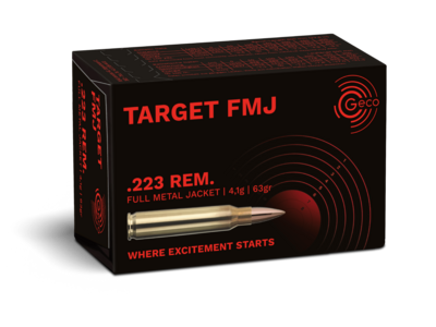 Frontview of packaging of GECO .223 Rem. TARGET FMJ 4,1g