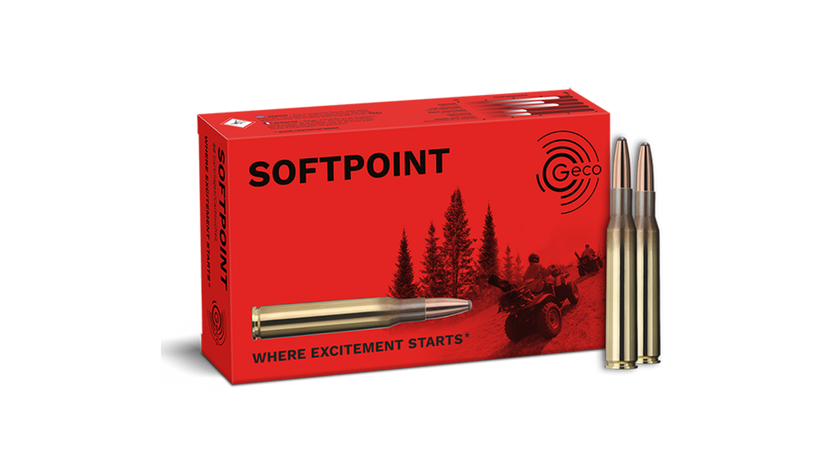 Frontview of ammunition and packaging of GECO .270 Win. Softpoint 9,1g