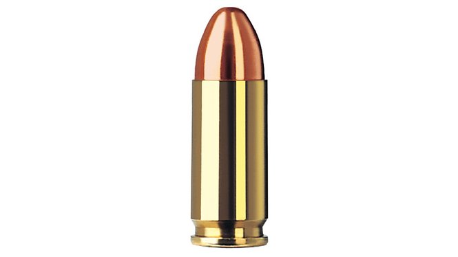 Single bullet view of GECO 9x21 Lead Round Nose, copper-plated 8,0g
