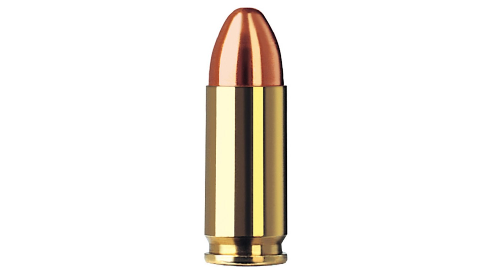 Single bullet view of GECO 9x21 Lead Round Nose, copper-plated 8,0g