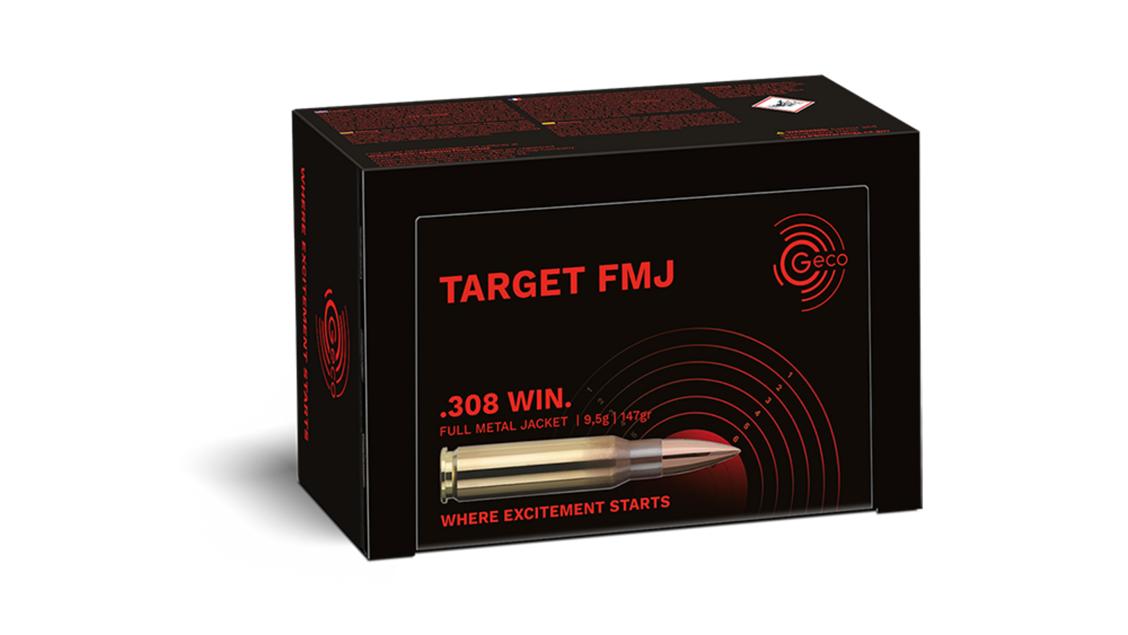 Image of the GECO TARGET FMJ ammunition packaging 