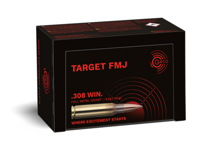 GECO TARGET FMJ packaging visual Image of the GECO TARGET FMJ ammunition packaging