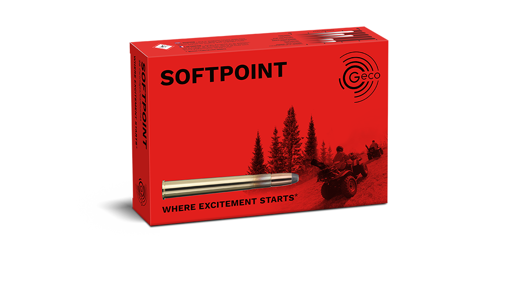 Frontview of packaging of GECO 9,3x74 R SOFTPOINT 16,5g