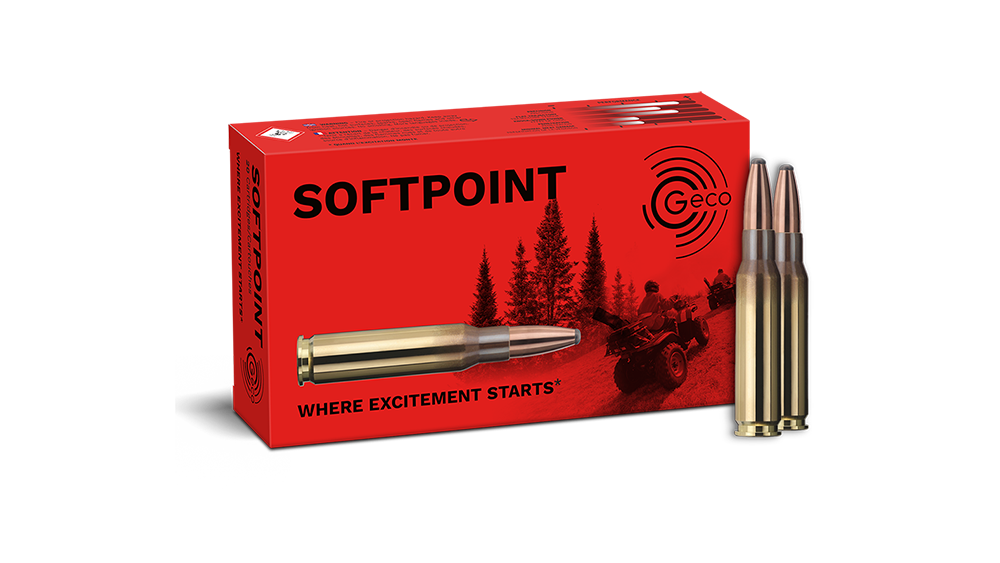 Frontview of ammunition and packaging of GECO .308 Win. SOFTPOINT 11,0g