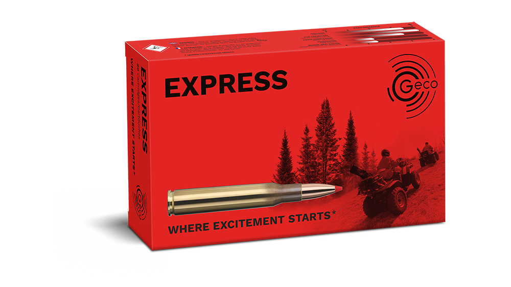 Frontview of packaging of GECO .30-06 EXPRESS 10,7g