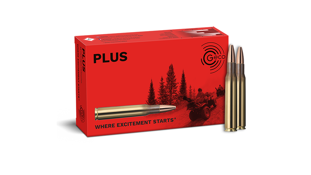 Frontview of ammunition and packaging of GECO .30-06 PLUS 11,0g