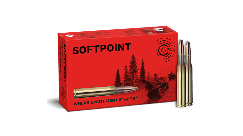 Frontview of ammunition and packaging of GECO .270 Win. Softpoint 9,1g