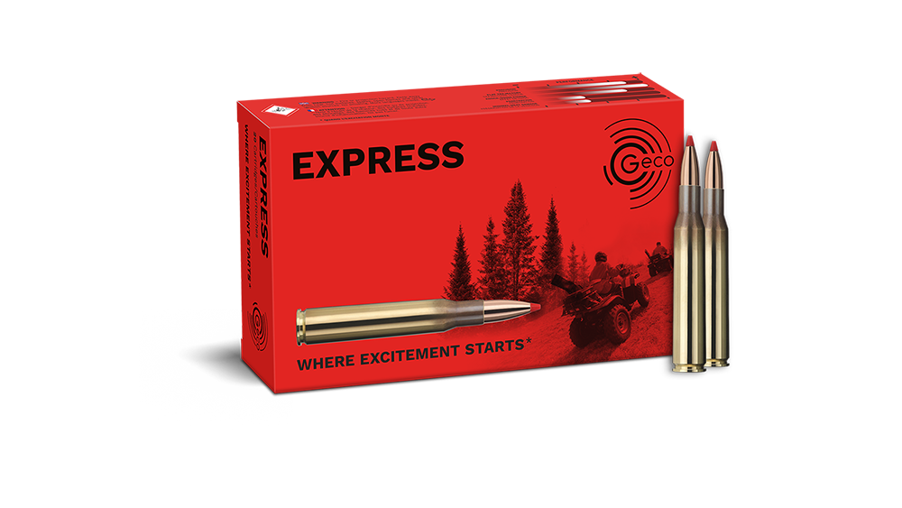 Ammunition and packaging of GECO .270 Win. EXPRESS 8,4g Frontview of ammunition and packaging of GECO .270 Win. EXPRESS 8,4g