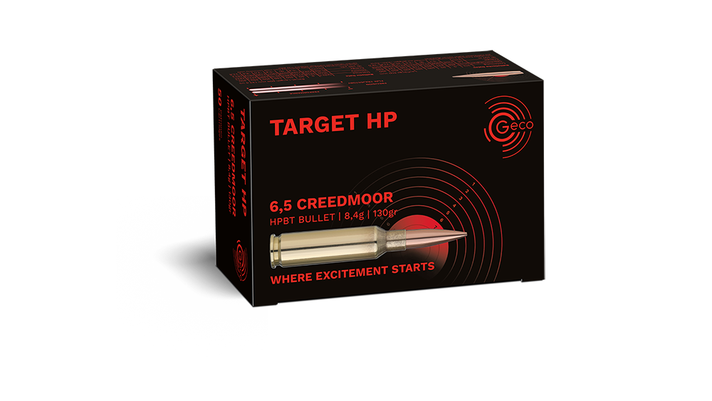 Frontview of packaging of GECO 6,5 Creedmoor TARGET HP 8,4g
