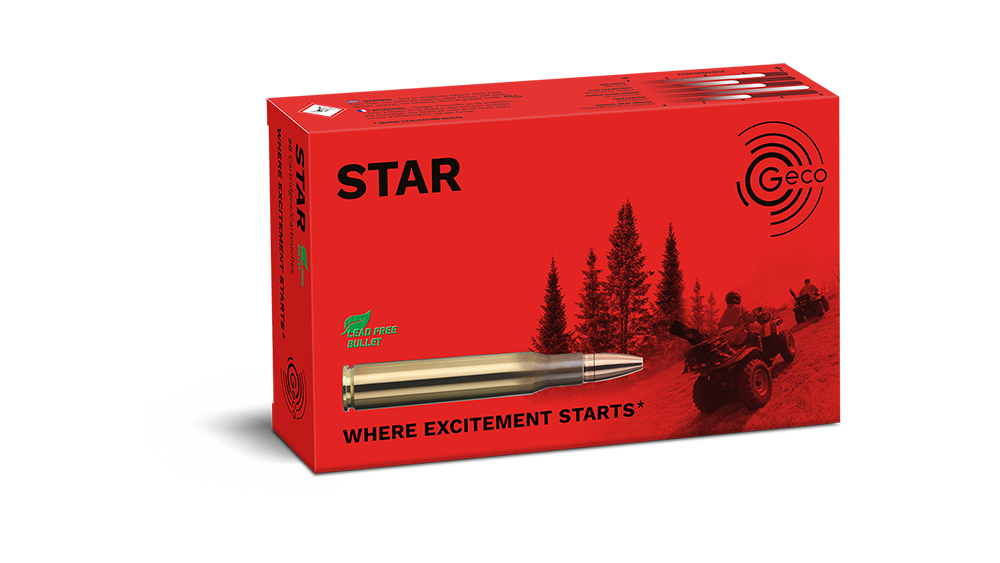 Frontview of packaging of GECO 7x64 STAR 9,1g